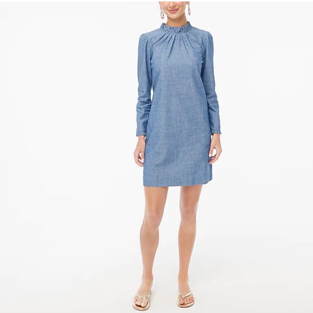 J.Crew chambray dress with ruffle detail